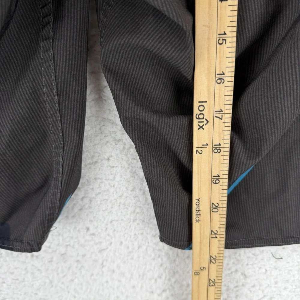 Quiksilver Board Shorts Mens‎ 33 Gray Pinstripe Surf Swim Trunks Graphic Y2K